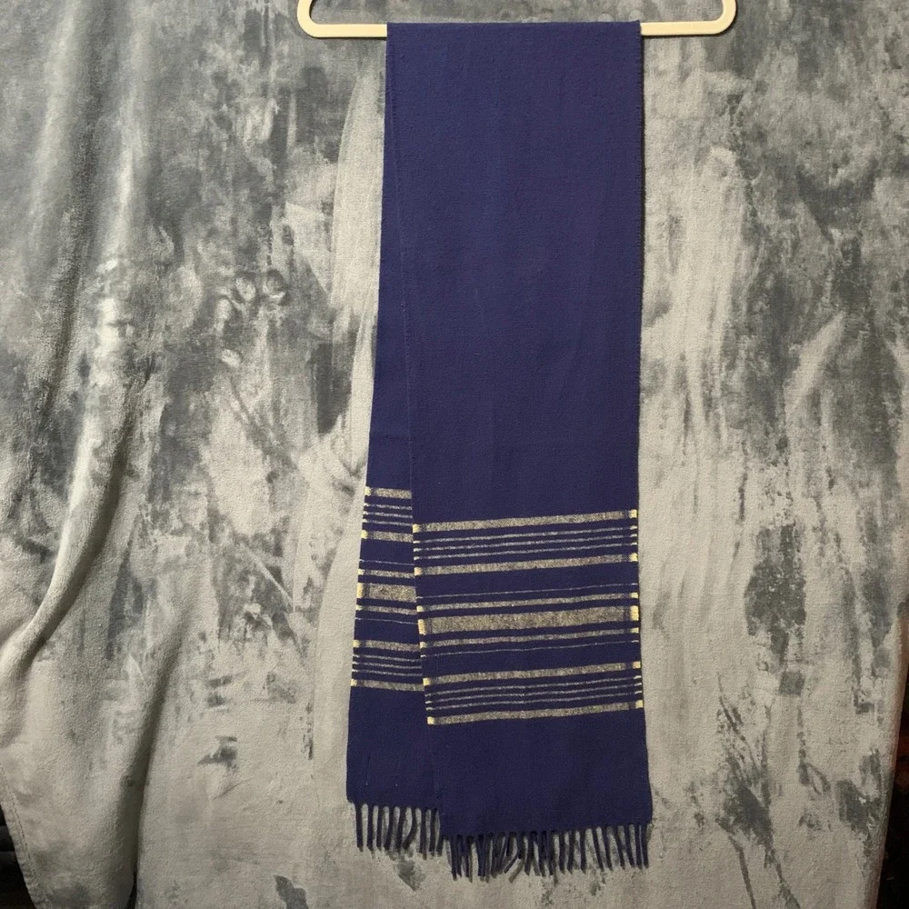 Montana State University Wool Scaft Navy Blue OS Unisex Faribault USA Made EUC